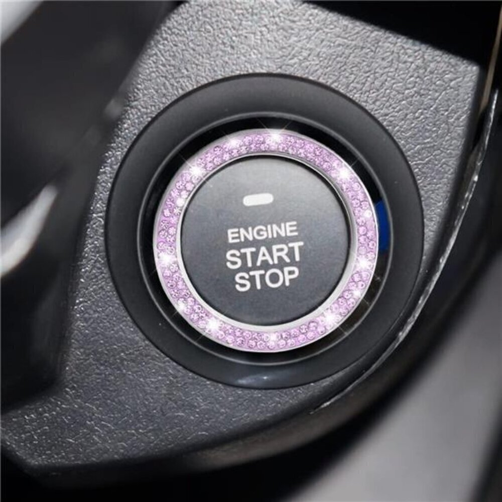 Purple Car Start Button Bling Rhinestone Diamond Engine Button Ring 2-Pack - Picture 6 of 7